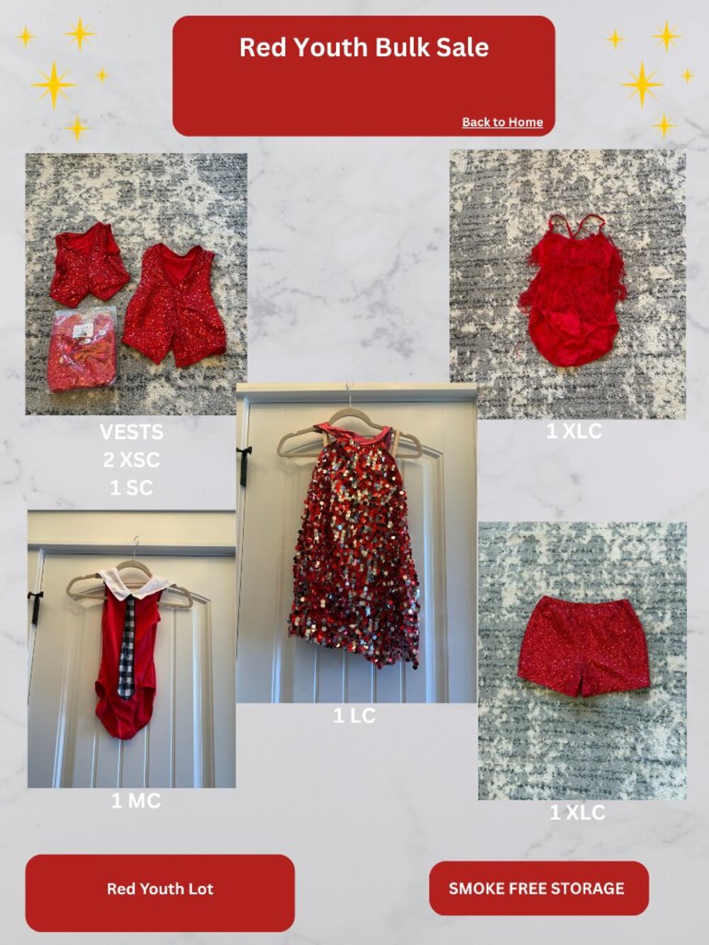 8 PIECE Red Tap/Jazz Dance Costume Pieces: Youth Sizing